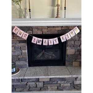 Handmade Our Sweet Girl Banner Pink Gold Baby Shower Birthday Party Decor Floral